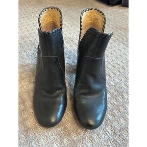 Lucky Brand Black Leather Cutout Block Heel Ankle Boots Women's Size‎ 8.5
